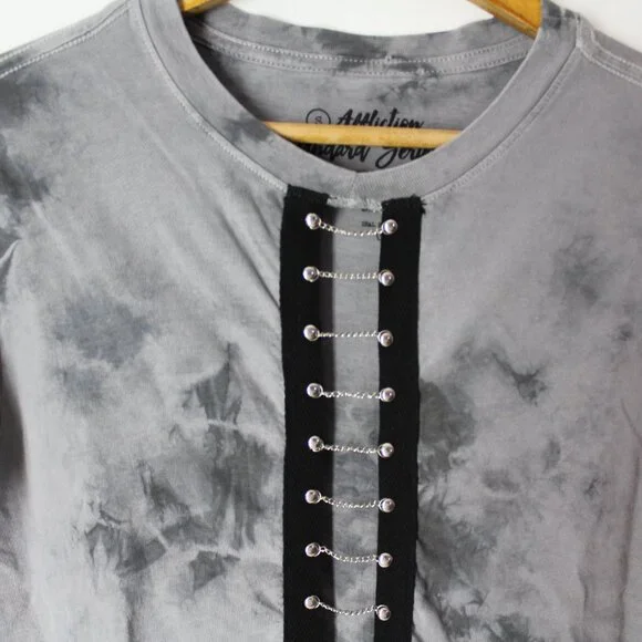 Affliction Standard Series studded chains men's S t-shirt tie-dye gray unisex - Picture 3 of 8